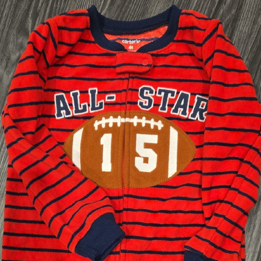 Carter's Red and Navy Striped Zipper Onsie.